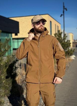 Военная куртка на флисе soft shell military койот