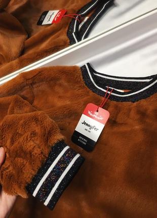 Новый коричневый плюшевый свитер свитшот размер с1 фото