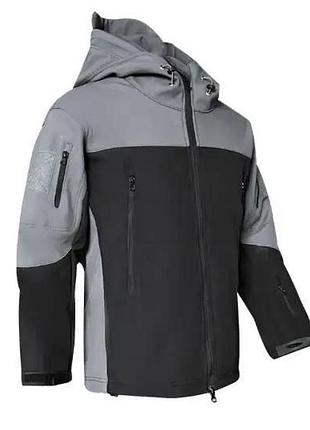 Куртка soft shell сіра з чорним на флісі