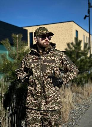Военная куртка на флисе soft shell military хищник