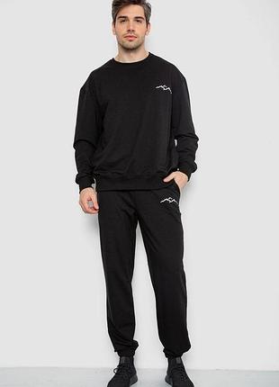 Спортивный демисезонный мужской костюм, цвет черный, 241r176