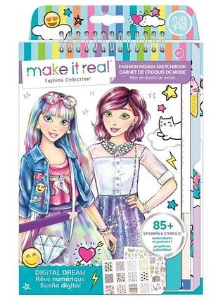 Блокнот с трафаретами make it real розовая мечта 25х18 см бумага для детей от 8 лет (823959)