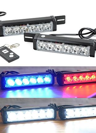 Страбоскоп светодиодный 12v drl 180*43*40мм/3w* 6led (w-b-r с пультом) "t1001-2"