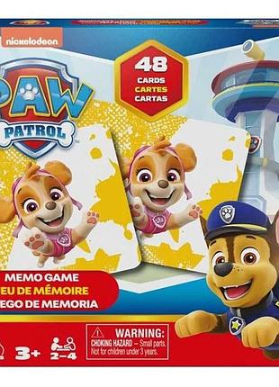 Настольная игра мемори щенячий патруль 48 карточек картон русская для детей от 3 лет (825477)