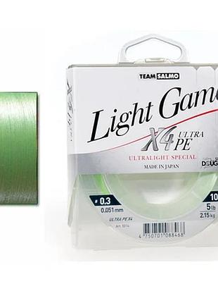Шнур плетений team salmo light game fine green x4 0,051 мм 4,0 кг 100 м зелений (877493)