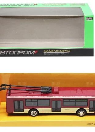 Троллейбус автопром инерционный масштаб 1:72 красный 11х5х4 см (839850)