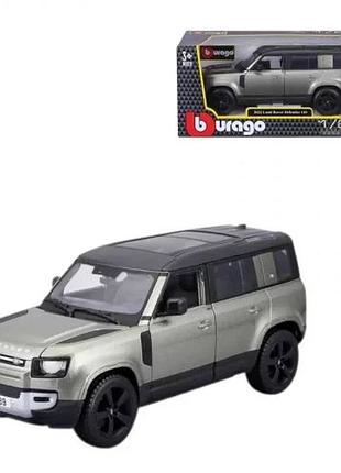 Автомодель bburago land rover defender 110 металева з інерційним механізмом сірого кольору (839112)