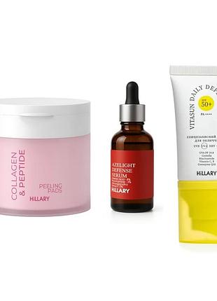 Комплекс для осветления пигментных пятен hillary dark spot brightening 3 шт коллаген пептиды азелаиновая кислота (840548)