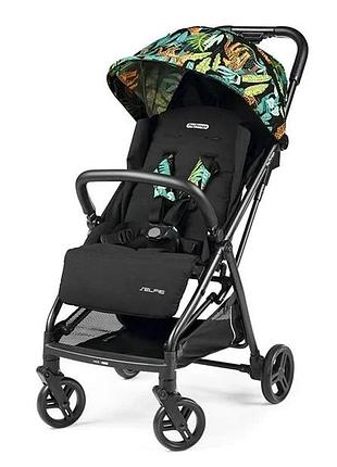 Прогулянкова коляска peg-perego selfie чорна з тропічним малюнком екошкіра (825300)