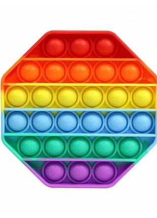 Игрушка антистресс pop-it радуга многогранник силикон 12х12 см разноцветный (835148)