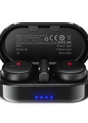 Беспроводная микрофонная система acefast r3 dual-mic bluetooth 5.0 82x43x30 мм черный (873178)