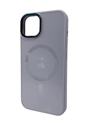 Чохол-накладка ag glass sapphire magsafe для apple iphone 14 скло + термополіуретан 0,5 мм сірий (872866)