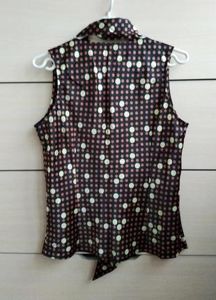 38-40р. шелковистая блузка в горошек, с галстуком s.oliver3 фото