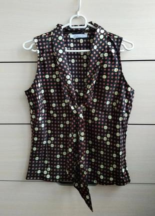 38-40р. шелковистая блузка в горошек, с галстуком s.oliver2 фото