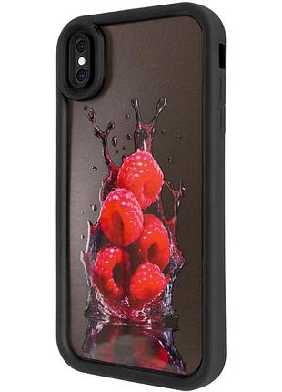 Tpu чехол для apple iphone xs max 6.5" принт малина (918270)