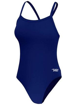 Цельный купальник aqua speed ana 61686 темно-синий sydney eco с открытой спиной и высоким вырезом (820579)