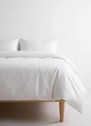 Постельный набор двуспальный satin stripe 200x220 см 100% сатин белый (875636)