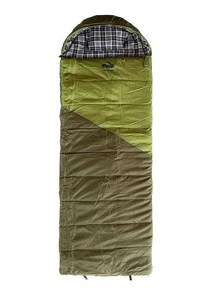 Спальный мешок одеяло tramp kingwood long зимний 230x100 см темно-оливковый/серый (883685)