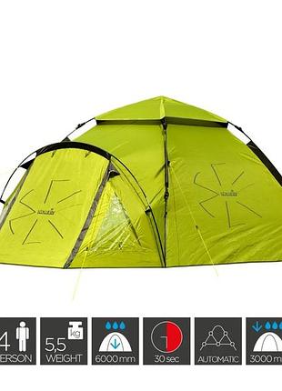 Палатка автоматична 4-х місна norfin hake 4 nf 190t polyester pu чотирисезонна (879556)