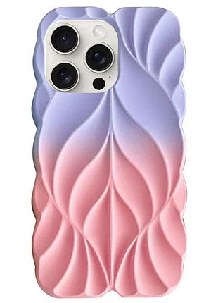 Tpu чехол leaf для apple iphone 14 pro 6.1" об'ємний 3d lilac/pink (921559)