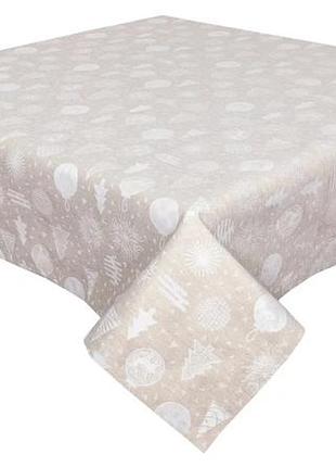 Скатертина жакардова fg02-eden014 135x135 см золотий люрекс 94% поліестер, новорічний (875142)