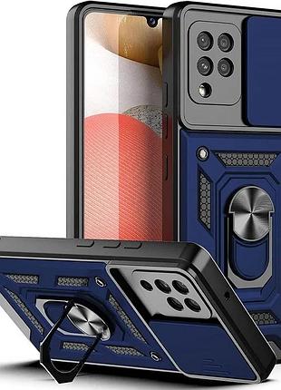Чехол накладка противоударный ummi camshield serge ring для samsung galaxy a22 4g tpu поликарбонат синий (929788)
