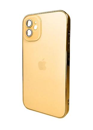 Чохол для смартфона ag glass iphone 12 magsafe скло + термополіуретан 0,5 мм золотий (873185)