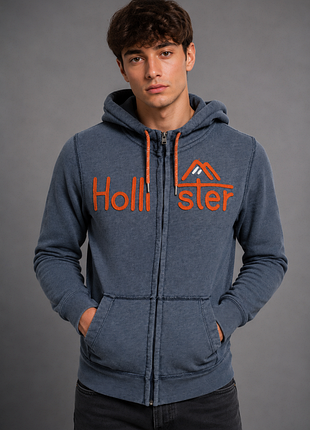 Худі чоловіче hollister темно-синє, розмір m