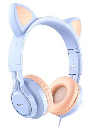 Накладные наушники hoco w36 cat ear 3,5 мм 1,2 м пластик dream blue (911324)
