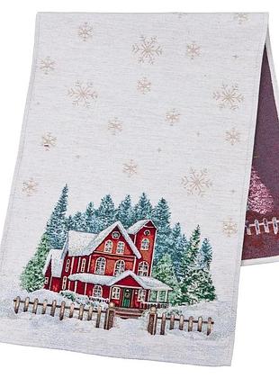 Гобеленовая дорожка home limaso 37x100 см новогодняя микрофибра бежевый 40% полиэстер, 60% хлопок (873521)