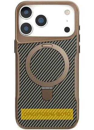 Tpu+pc чехол для apple iphone 17 6.3" с функцией подставки, magsafe, золотой (923513)