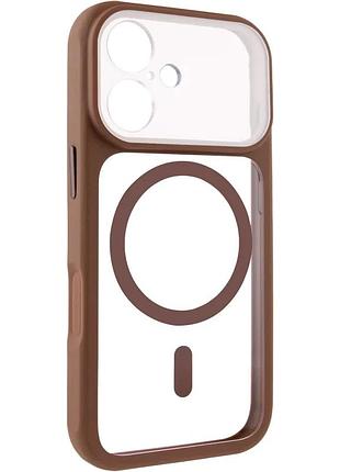 Чехол накладка getman moon clear с magsafe tpu+pc для apple iphone 16 6.1" коричневый (916300)