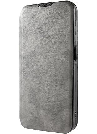 Чехол-книжка для xiaomi redmi note 9 / 10x искусственная кожа серый с функцией подставки 15х7х1 см (910344)