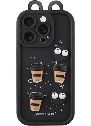 Чехол tpu для apple iphone 14 pro max 6.7" чорний анти-ударний з вушками (924078)