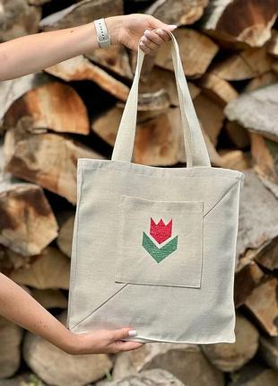 Сумка гобеленова tulip-sm35 34x35 см 75% поліестер бежевий квітковий (876340)