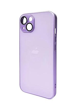 Чохол-накладка ag glass matt frame color logo для iphone 14 light purple скло + тпу (869687)