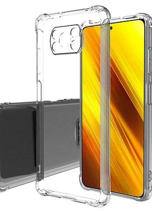 Tpu чехол для xiaomi poco x3 nfc / poco x3 pro усиленная защита уголков прозрачный (910630)