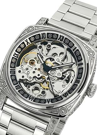 Наручные часы wishdoit baron steel механические кожаные черные 41 мм серебристые (909498)