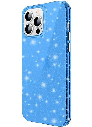 Чехол накладка tpu radiance для apple iphone 13 pro 6.1" блёстки синій (931396)