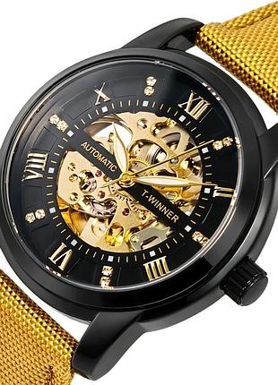 Наручний годинник winner triumph sahara gold механічний чорний металевий 40x15 мм (908975)