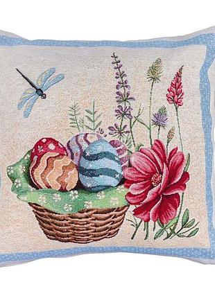 Наволочка гобеленовая односторонняя easter bee 45x45 см 75% полиэстер голубая (875890)