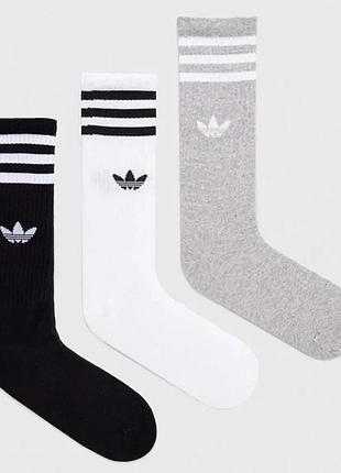 Шкарпетки high crew sock adidas 3 пари 40-42 бавовна білий/сірий/чорний (820344)