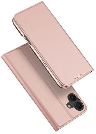Чехол-книжка для apple iphone 16 (6.1") з карманом для візиток штучна шкіра rose gold (921688)