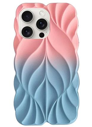 Tpu чехол leaf для apple iphone 14 pro 6.1" об'ємний 3d рожевий / синій (909601)