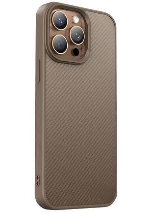 Tpu чехол carbon protective magsafe для apple iphone 14 pro max 6.7" coffee (918881)