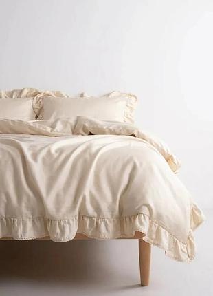 Постельный набор двуспальный ivory ruffle 200х220 см 100% сатин бежевый (875462)