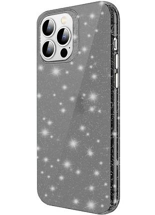 Чехол накладка tpu для apple iphone 15 pro чорний блестки (929146)