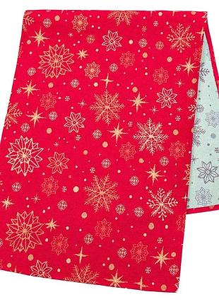Гобеленовая дорожка adhara 45x140 см 60% полиэстер 40% хлопок красная новогодняя золотой люрекс (875260)
