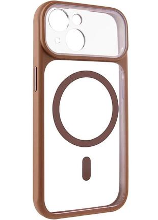 Чехол накладка getman moon clear с magsafe для apple iphone 14 tpu+pc коричневый (920527)