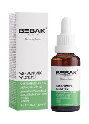 Сыворотка для лица bebak pharma с ниацинамидом 5% для сужения пор, 30 мл (938217)